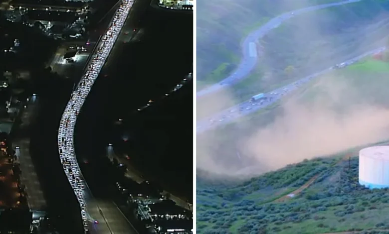 Natural gas leak causes major disruption on 5 Freeway in Castaic