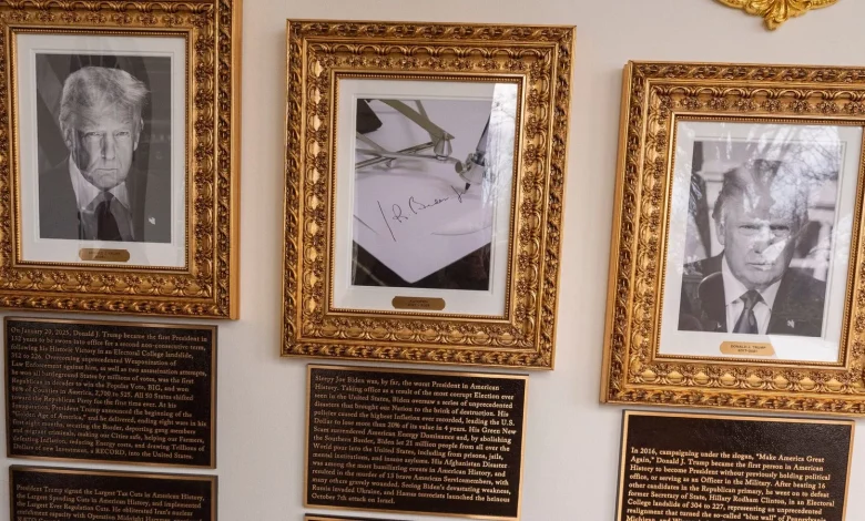 New plaques in Trump's White House attack Joe Biden, Barack Obama and George W Bush