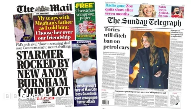 Newspaper headlines: 'Burnham coup plot' and UK faces 'tsunami of flu'