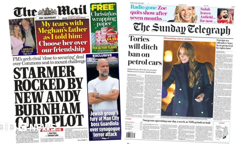 Newspaper headlines: 'Burnham coup plot' and UK faces 'tsunami of flu'