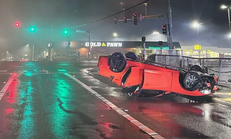 No injuries after rollover crash leaves car upside down in Pierce County