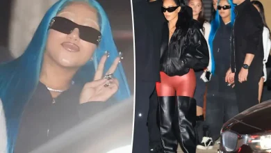 North West shows off her bleached eyebrows during night out with mom Kim Kardashian