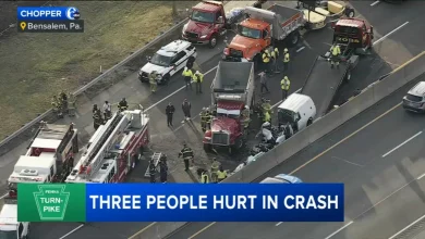 Pa. Turnpike crash leaves 3 injured in Bensalem Township, Bucks County