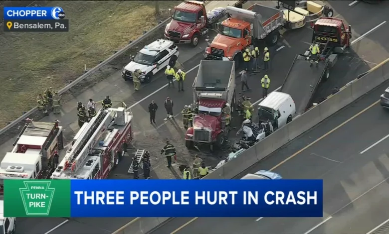 Pa. Turnpike crash leaves 3 injured in Bensalem Township, Bucks County