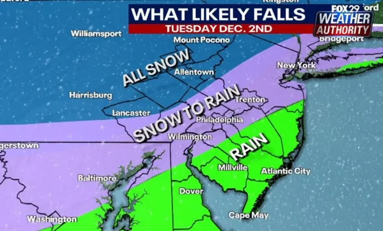 Philadelphia snow forecast: Timing and totals as storm to bring snow, wintry mix Tuesday