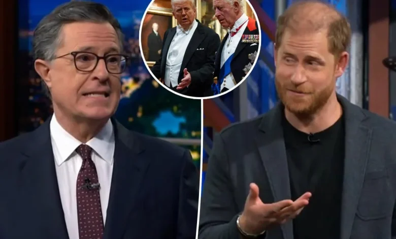 Prince Harry takes jab at Trump, inciting boos during awkward skit on 'Late Show' with Stephen Colbert