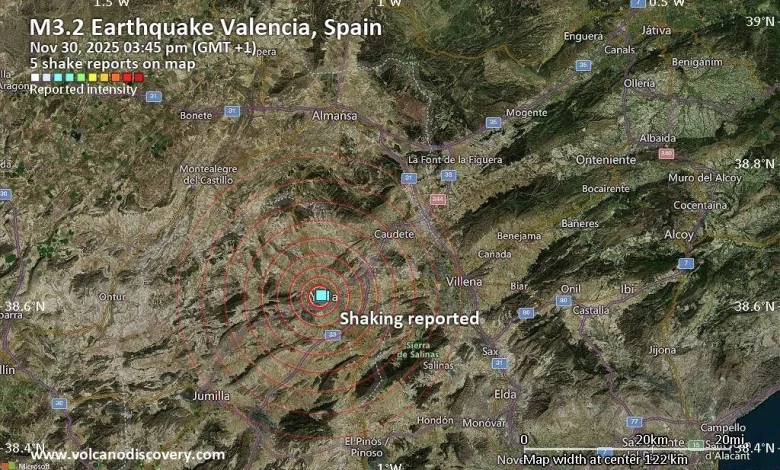 Seismic-like event, possible earthquake, reported about 10 minutes ago near Elda, Valencia, Spain
