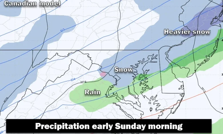 Some snow could fall Sunday in D.C. area while Friday’s chance fades