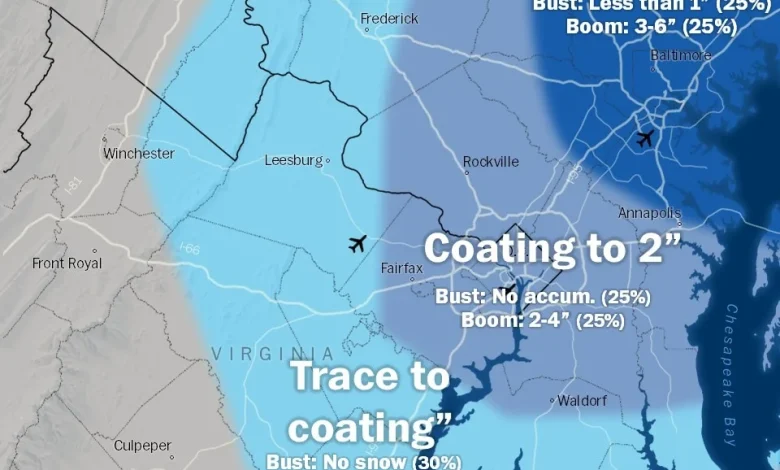 Some snow is likely early Sunday in the D.C. area. How much will fall? - The Washington Post