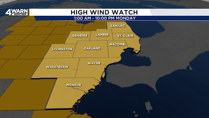Storm system bringing threat of damaging winds, snow to Metro Detroit