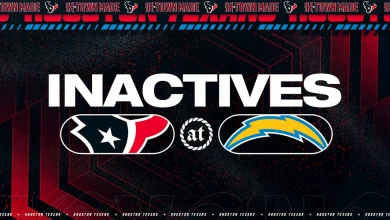 Texans Inactives: Week 17 at Los Angeles Chargers