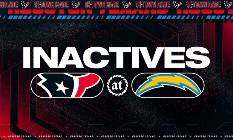 Texans Inactives: Week 17 at Los Angeles Chargers