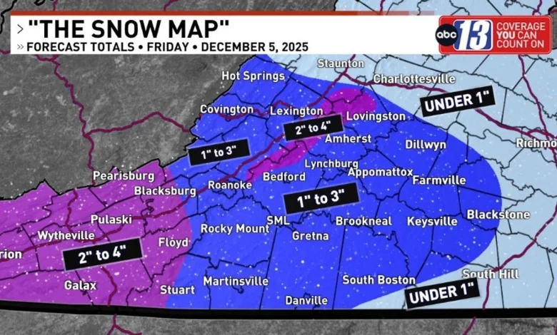 "The Snow Map" for Friday