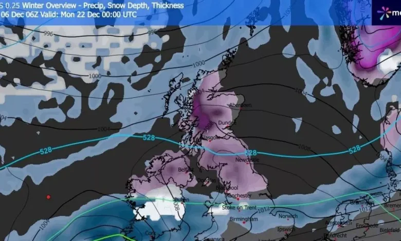 Three snow storms could bury half of Britain in Arctic blast before Christmas
