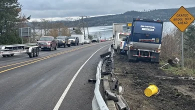 Truck crash near Hood Canal Bridge backs up traffic for hours Tuesday