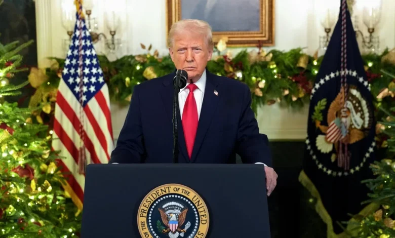 Trump claims he's brought down soaring prices, announces military bonuses in year-end address