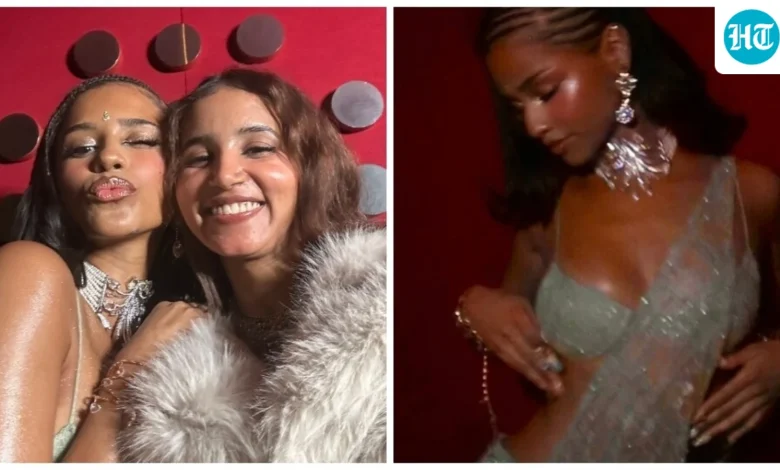 Tyla wows in glittering bindi and saree-inspired look hand-stitched by her ‘twin’ Nancy Tyagi during India visit. Pics | Fashion Trends