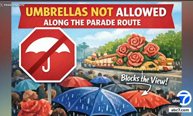 Umbrellas not permitted along Rose Parade route, Pasadena officials say