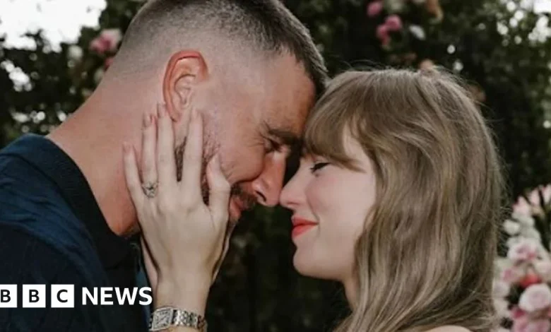 What Instagram caption did Taylor Swift use to announce her engagement?