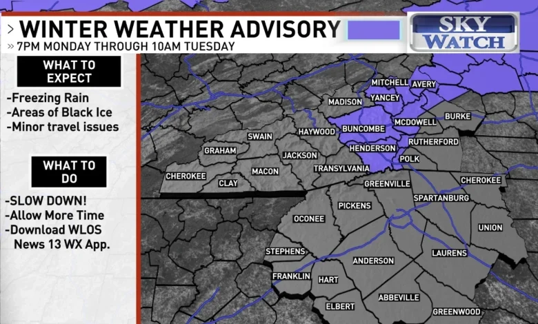 Winter Weather Advisory issued for parts of WNC as freezing rain, icy roads expected