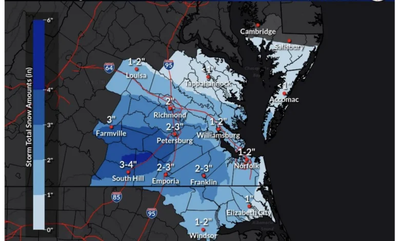 Winter Weather Advisory now for Accomack & Northampton County for Monday afternoon