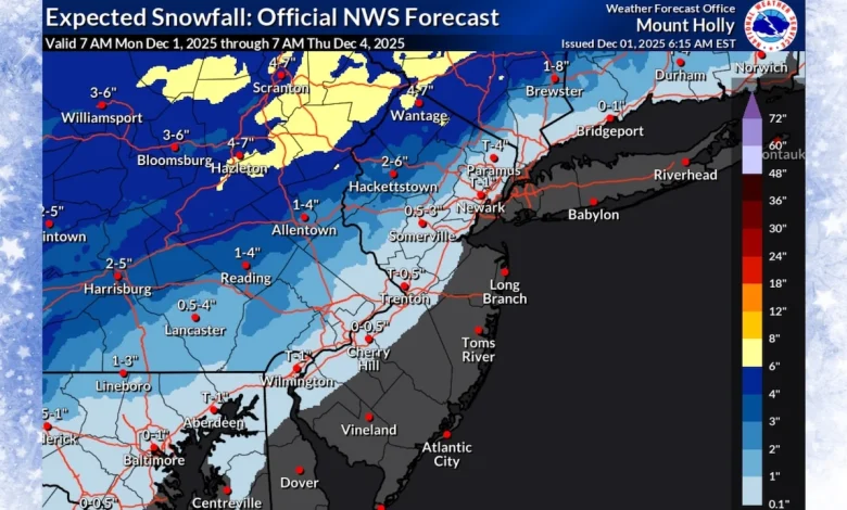 Winter weather alerts issued for 5 N.J. counties with up to 7 inches of snow in forecast Tuesday