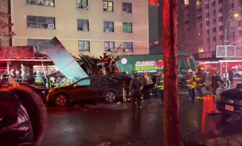 Woman killed in garbage truck hit-and-run into apartment building scaffolding in East Harlem