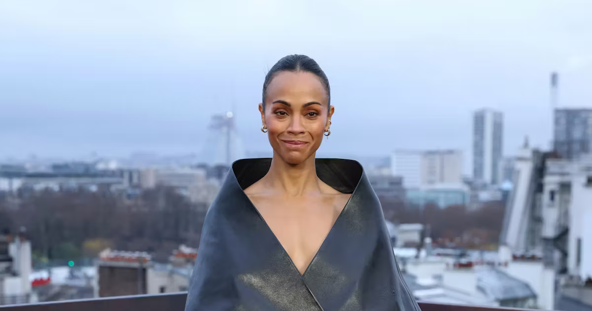 Zoe Saldaña Has an Elevated Answer to the Funnel Neck Coat