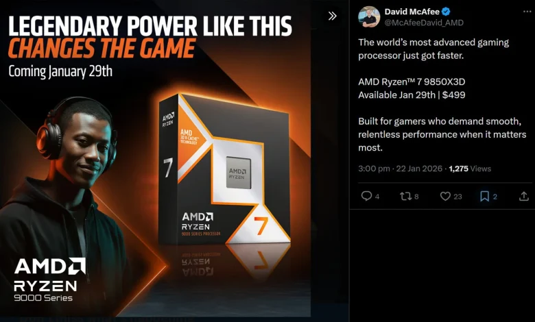 AMD Officially Confirms Ryzen 7 9850X3D MSRP: $499 - Launching on January 29