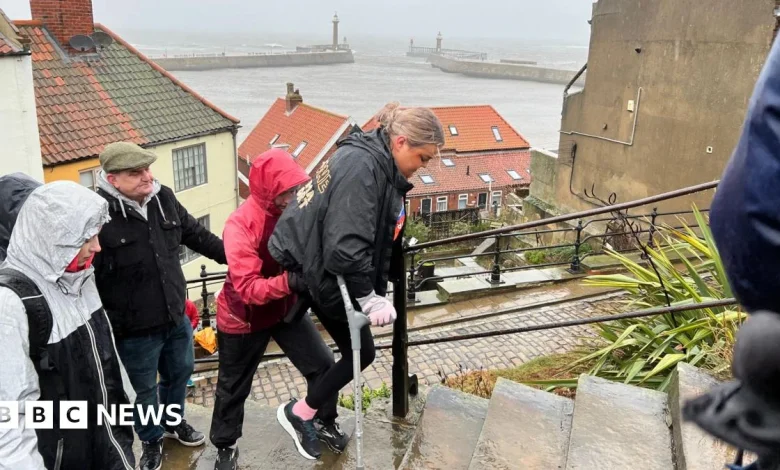 Amputee climbs Whitby's 199 steps for charity