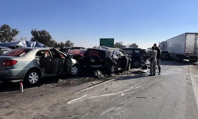 At least 15 vehicles crash, closing section of southbound Highway 99, CHP investigating