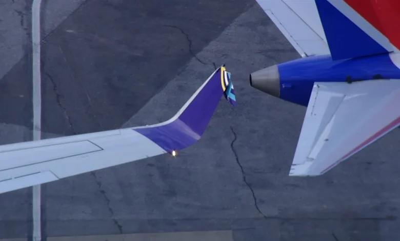 Avelo plane being towed clips wing of parked Southwest plane at Raleigh-Durham International Airport; no injuries reported