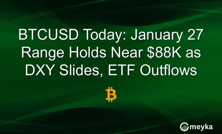 BTCUSD Today: January 27 Range Holds Near $88K as DXY Slides, ETF Outflows