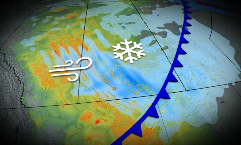 Blowing snow hazard on the Prairies, and a severe cold to follow
