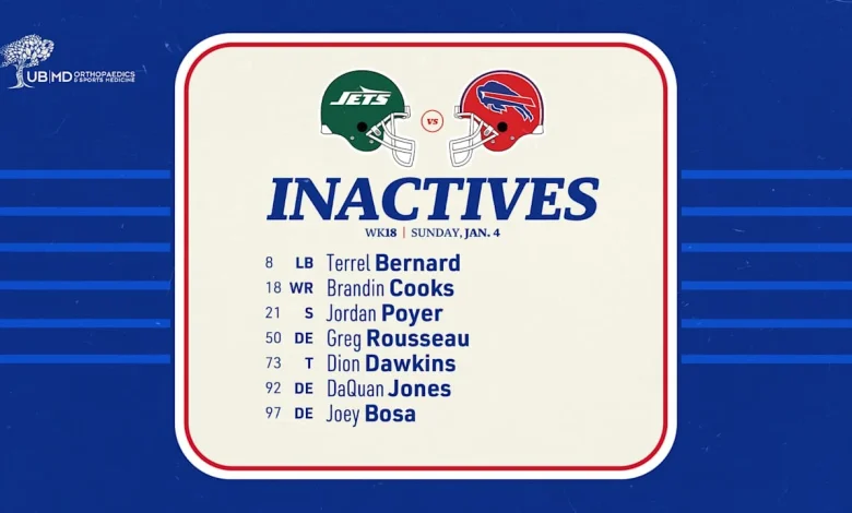 Buffalo Bills inactives list vs. Jets