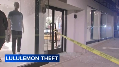 Burglars smash through front door of Lululemon store at Suburban Square in Ardmore, Pa.