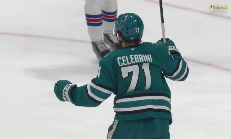 Celebrini one-times his second