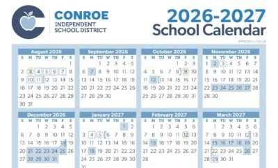 Conroe ISD Board of Trustees approves the 2026–2027 School Calendar
