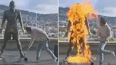 Cristiano Ronaldo statue: Man films himself setting fire to landmark in Portugal