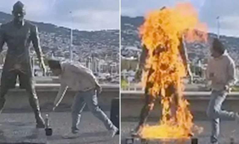 Cristiano Ronaldo statue: Man films himself setting fire to landmark in Portugal