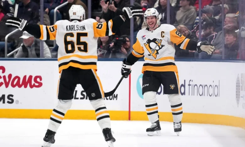 Crosby, Penguins rally from down 3, top Blue Jackets in OT for 5th win in row