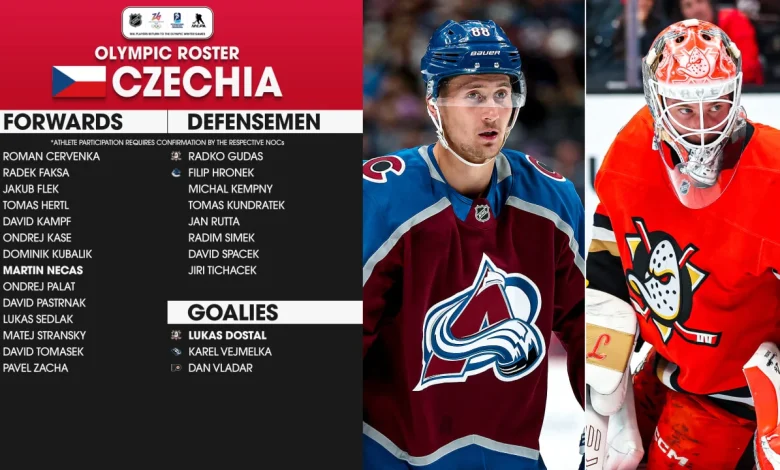 Czechia roster for 2026 Winter Olympics includes Pastrnak, Hertl