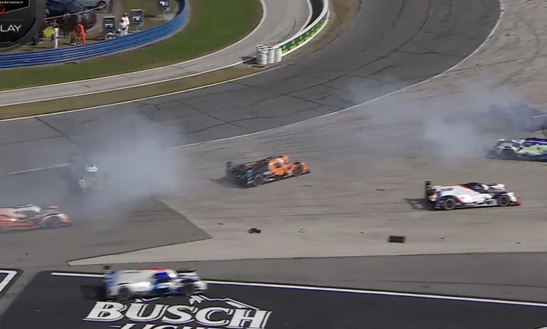 Daytona 24 Hours opening lap carnage as Porsche storm into lead