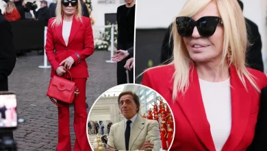 Donatella Versace honors the late Valentino in his signature red hue
