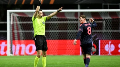 England star sent off for comment to referee during farcical Europa League clash