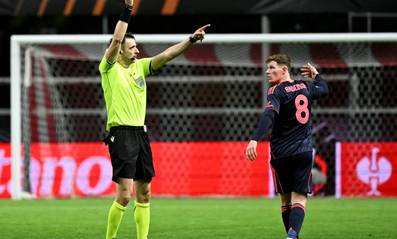 England star sent off for comment to referee during farcical Europa League clash