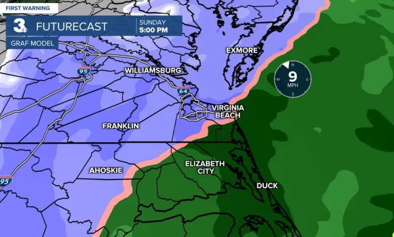 First Warning Forecast: Rain to snow today, Sunny & chilly for MLK Day