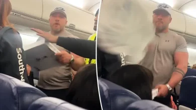 Food fight erupts on flight after infuriated passenger accuses another of flirting with his wife: ‘You’re running your f – – king mouth’