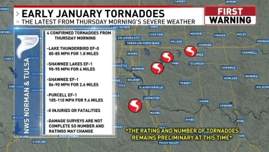 Four confirmed tornadoes from Thursday morning