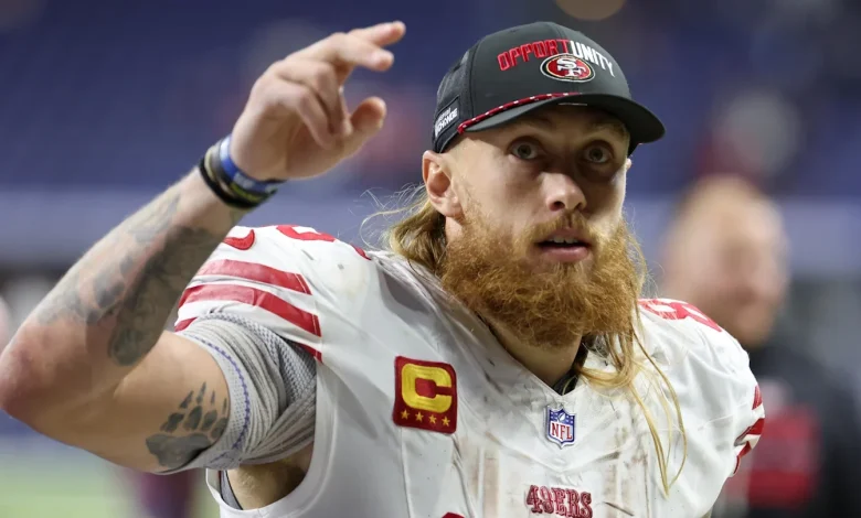 George Kittle’s wife Claire stuns in red boots matching ‘85’ fit for 49ers-Seahawks